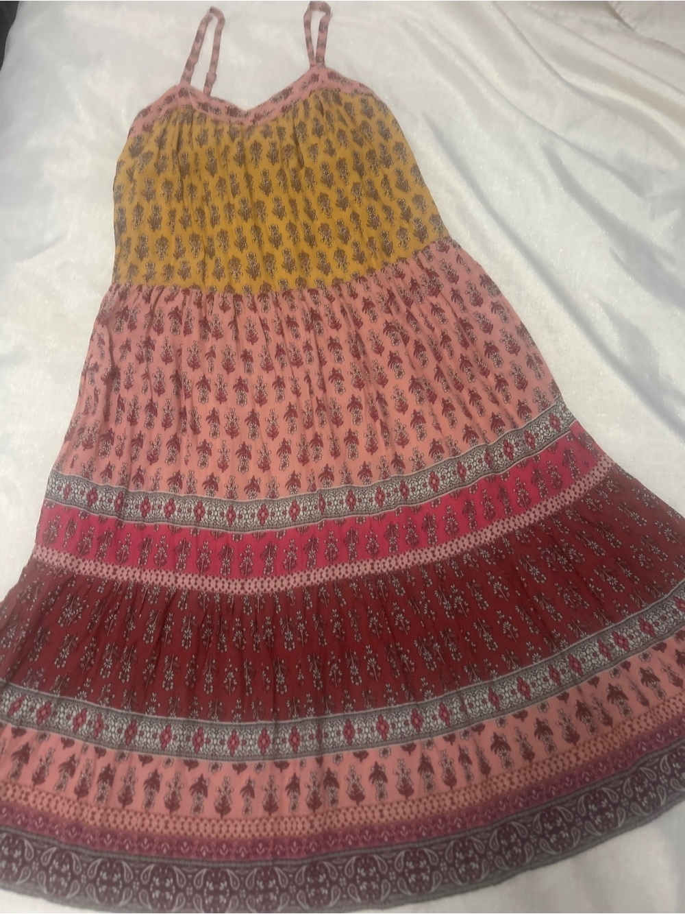 Knox Rose Yellow and Pink Tiered Maxi Dress
